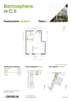 Mieszkanie, 30,85 m², 1 pokój, piętro 3, oferta nr C/011