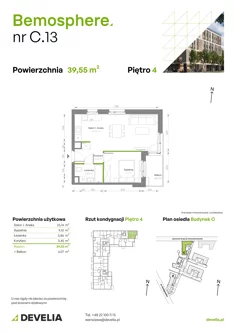 Mieszkanie, 39,55 m², 2 pokoje, piętro 4, oferta nr C/013