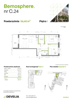 Mieszkanie, 54,45 m², 3 pokoje, piętro 6, oferta nr C/024