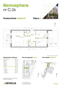 Mieszkanie, 64,34 m², 3 pokoje, parter, oferta nr C/026