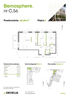 Mieszkanie, 60,48 m², 3 pokoje, piętro 5, oferta nr C/056