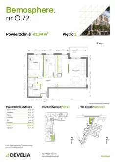 Mieszkanie, 62,94 m², 3 pokoje, piętro 2, oferta nr C/072