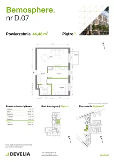 Mieszkanie, 46,48 m², 2 pokoje, piętro 1, oferta nr D/007