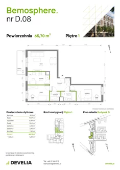 Mieszkanie, 65,70 m², 3 pokoje, piętro 1, oferta nr D/008