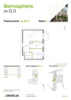 Mieszkanie, 46,48 m², 2 pokoje, piętro 2, oferta nr D/011