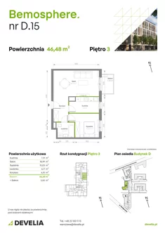 Mieszkanie, 46,48 m², 2 pokoje, piętro 3, oferta nr D/015