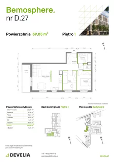 Mieszkanie, 59,05 m², 3 pokoje, piętro 1, oferta nr D/027