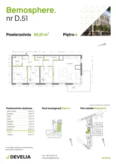 Mieszkanie, 82,01 m², 4 pokoje, piętro 6, oferta nr D/051