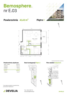 Mieszkanie, 41,43 m², 2 pokoje, piętro 1, oferta nr E/003