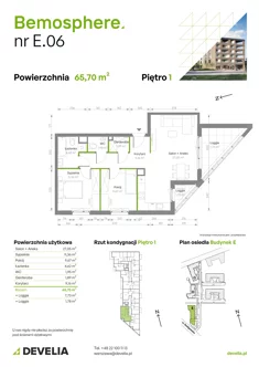 Mieszkanie, 65,70 m², 3 pokoje, piętro 1, oferta nr E/006