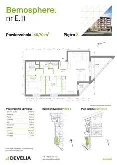 Mieszkanie, 65,70 m², 3 pokoje, piętro 2, oferta nr E/011
