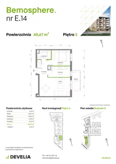 Mieszkanie, 45,67 m², 2 pokoje, piętro 3, oferta nr E/014