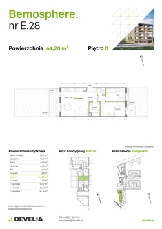 Mieszkanie, 64,20 m², 3 pokoje, parter, oferta nr E/028