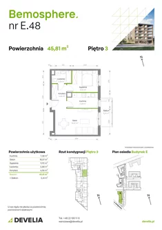 Mieszkanie, 45,81 m², 2 pokoje, piętro 3, oferta nr E/048