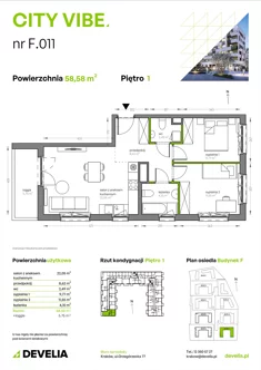 Mieszkanie, 58,58 m², 3 pokoje, piętro 1, oferta nr F/011