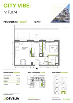 Mieszkanie, 44,25 m², 2 pokoje, parter, oferta nr F/074