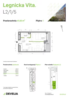 Mieszkanie, 41,55 m², 2 pokoje, piętro 1, oferta nr L2/1/5