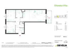 Mieszkanie, 58,52 m², 3 pokoje, piętro 3, oferta nr 3D100