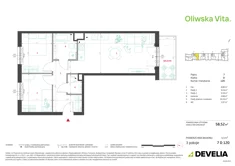 Mieszkanie, 58,52 m², 3 pokoje, piętro 7, oferta nr 7D120