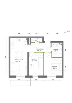 Mieszkanie, 60,50 m², 3 pokoje, piętro 2, oferta nr B1/C/14