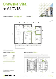 Mieszkanie, 60,58 m², 3 pokoje, piętro 2, oferta nr A1/C/15