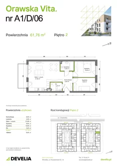 Mieszkanie, 61,76 m², 3 pokoje, piętro 2, oferta nr A1/D/06