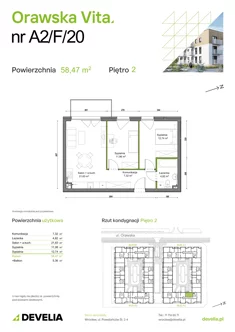 Mieszkanie, 58,47 m², 3 pokoje, piętro 2, oferta nr A2/F/20