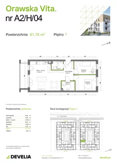 Mieszkanie, 61,76 m², 3 pokoje, piętro 1, oferta nr A2/H/04