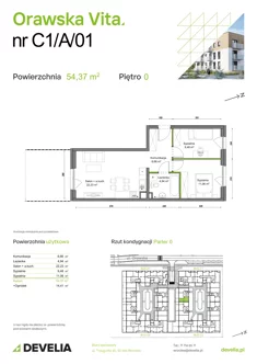 Mieszkanie, 54,37 m², 3 pokoje, parter, oferta nr C1/A/01