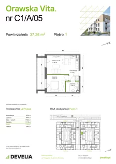 Mieszkanie, 37,26 m², 2 pokoje, piętro 1, oferta nr C1/A/05