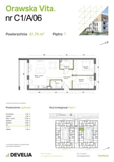 Mieszkanie, 61,76 m², 3 pokoje, piętro 1, oferta nr C1/A/06