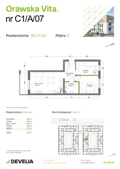 Mieszkanie, 54,31 m², 3 pokoje, piętro 2, oferta nr C1/A/07