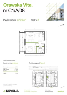Mieszkanie, 37,26 m², 2 pokoje, piętro 2, oferta nr C1/A/08