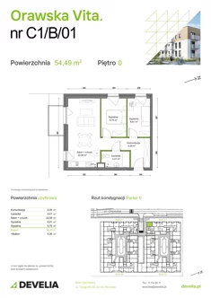 Mieszkanie, 54,49 m², 3 pokoje, parter, oferta nr C1/B/01