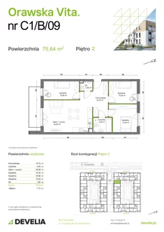 Mieszkanie, 75,64 m², 4 pokoje, piętro 2, oferta nr C1/B/09