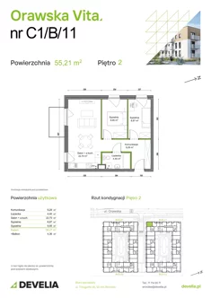 Mieszkanie, 55,21 m², 3 pokoje, piętro 2, oferta nr C1/B/11
