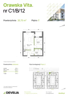 Mieszkanie, 35,70 m², 2 pokoje, piętro 2, oferta nr C1/B/12