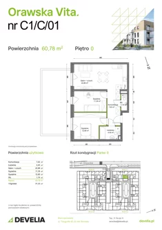 Mieszkanie, 60,78 m², 3 pokoje, parter, oferta nr C1/C/01