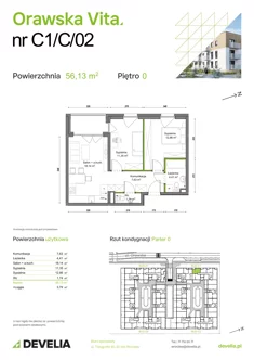 Mieszkanie, 56,13 m², 3 pokoje, parter, oferta nr C1/C/02
