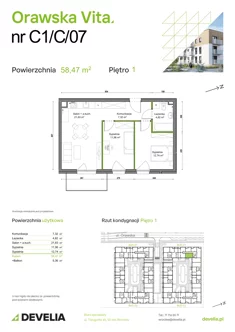 Mieszkanie, 58,47 m², 3 pokoje, piętro 1, oferta nr C1/C/07