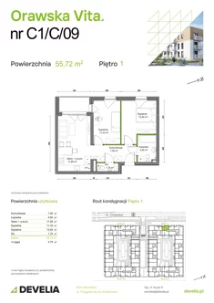 Mieszkanie, 55,72 m², 3 pokoje, piętro 1, oferta nr C1/C/09