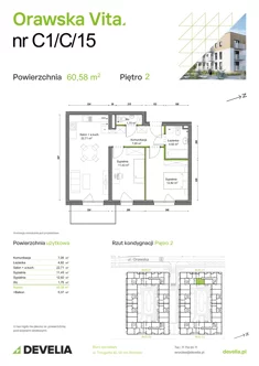 Mieszkanie, 60,58 m², 3 pokoje, piętro 2, oferta nr C1/C/15