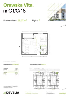 Mieszkanie, 38,37 m², 2 pokoje, piętro 2, oferta nr C1/C/18