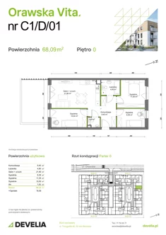 Mieszkanie, 68,09 m², 4 pokoje, parter, oferta nr C1/D/01
