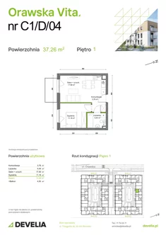 Mieszkanie, 37,26 m², 2 pokoje, piętro 1, oferta nr C1/D/04