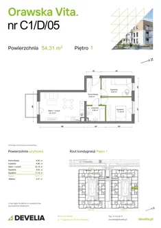 Mieszkanie, 54,32 m², 3 pokoje, piętro 1, oferta nr C1/D/05