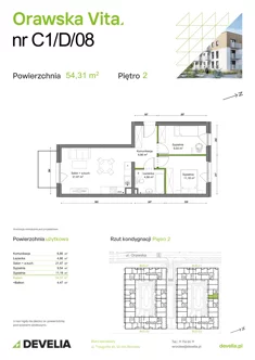 Mieszkanie, 54,31 m², 3 pokoje, piętro 2, oferta nr C1/D/08