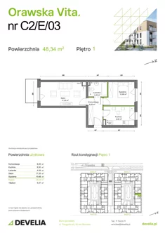 Mieszkanie, 48,34 m², 2 pokoje, piętro 1, oferta nr C2/E/03