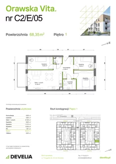 Mieszkanie, 68,35 m², 4 pokoje, piętro 1, oferta nr C2/E/05