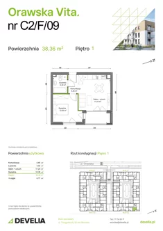 Mieszkanie, 38,36 m², 2 pokoje, piętro 1, oferta nr C2/F/09